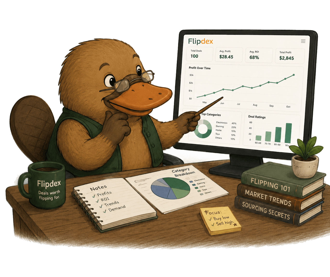 Flip the Platypus reviewing analytics